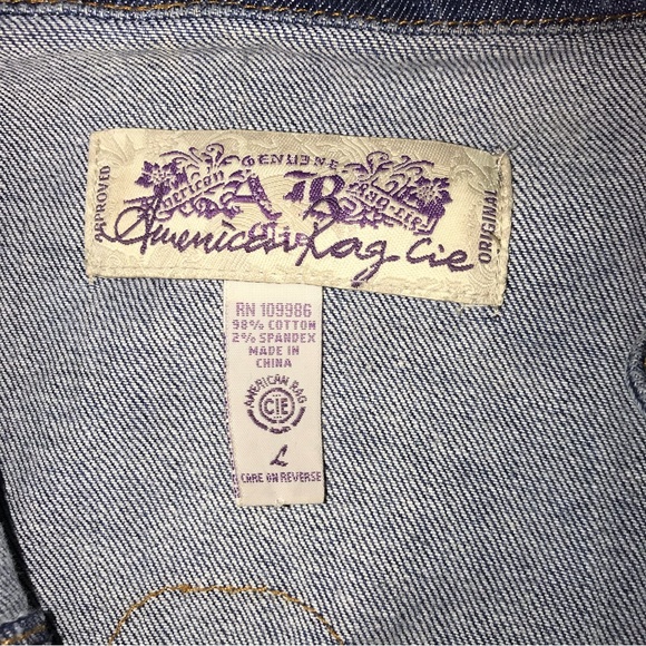 American Rag Cie Cute Denim Blue Short Sleeve Vest Jacket Size L - Picture 9 of 12